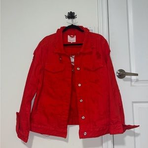 ZARA red denim jacket size M